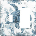 Blue Sea Turtle Coastal Coral Beach Crab Seaweed Outlet Covers 1 Toggle 1 Rocker Combination Decorative Wall Plate Electrical Switch Plates Light Switch Cover Plate for Kids Room Bathroom Decor
