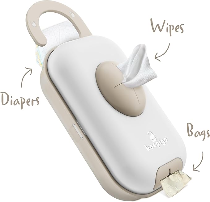 Diaper Bag Wipe Dispenser | 3-in-1 Portable Diaper Caddy Organizer, Baby Wipe Holder with Disposable Bags | Baby Essentials for Newborns, Toddlers, Travel & Baby Shower Gifts