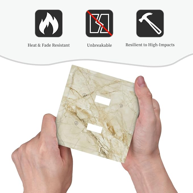 Light Switch Cover Plate Creamy Beige Marble Abstract Minimalism 2 Gang Double Switch Plate Covers Toggle Wallplate Decorative Outlet Covers Electrical Switchplate for Bathroom Home Decor