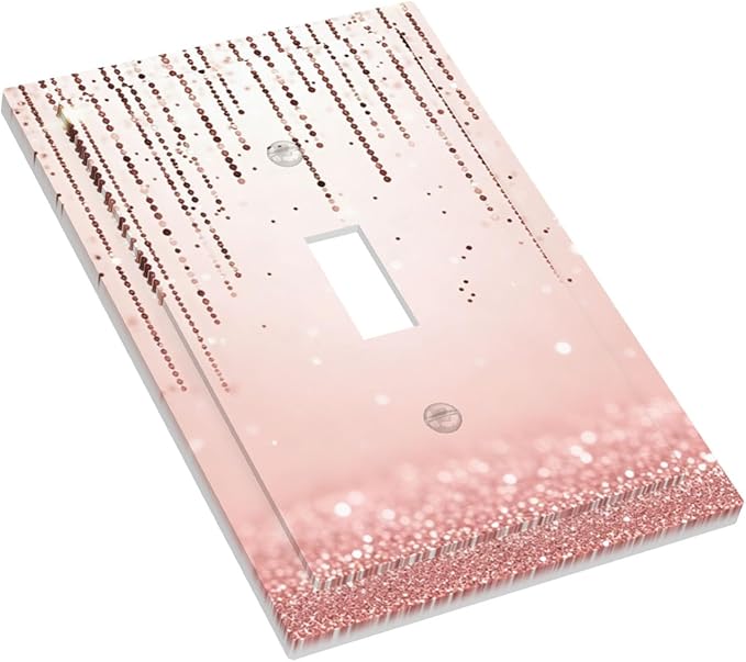 Rose Gold Pink 1-Gang Toggle Light Switch Plate, Draping Bead Printed Pattern Decorative Wall Plate for Bedroom Bathroom Decor