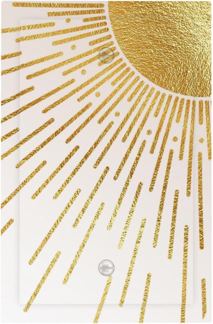 Mid Century Boho Gold Sun Abstract Sunrise Light Switch Cover Plate 1 Gang No Device Blank Electrical Wall Plates Faceplate Decorative Switch Plate for Kids Room Home Decor