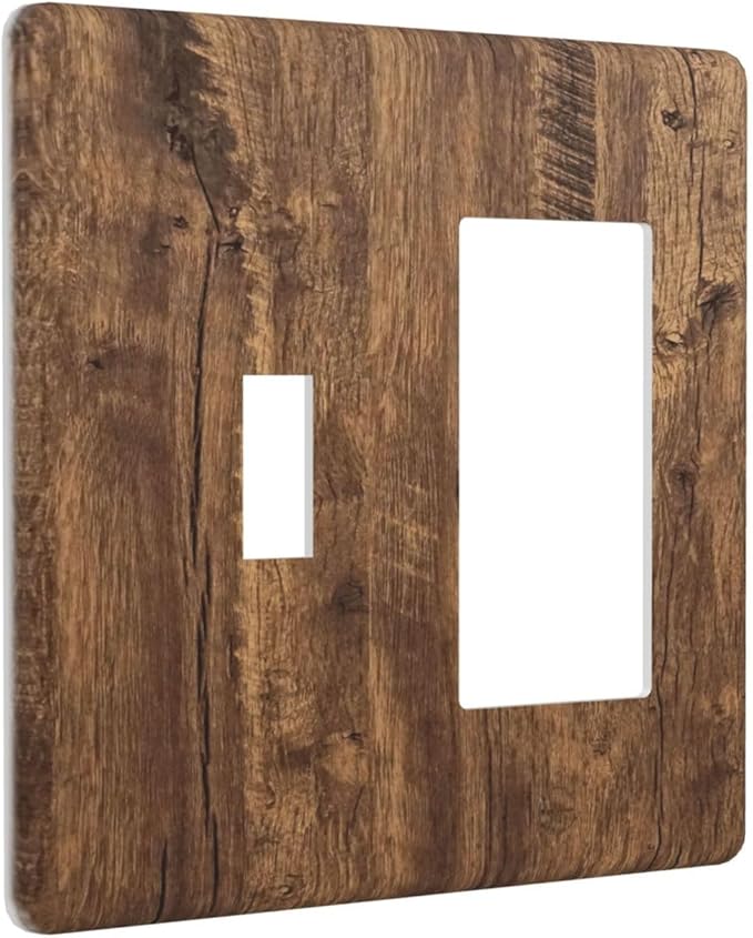 Rustic Old Wood Brown Crack Tree Tumor Print Outlet Covers 1 Toggle 1 Rocker Combination Decorative Wall Plate Electrical Switch Plates Light Switch Cover Plate for Farmhouse Home Decor