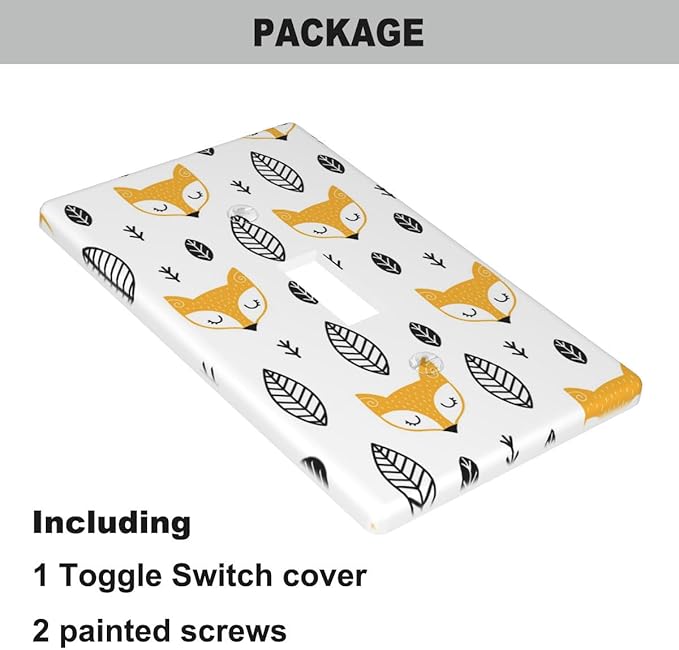 Cute Fox Light Switch Cover Plates Woodland Animal Cartoon Single Toggle Wall Plate 1 Gang Lightswitch Cover Home Decorative Office 4.5"x 2.76"