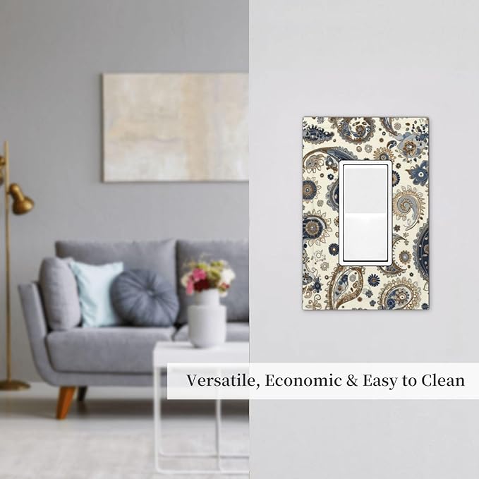 Decorative Outlet Covers Doodle Style Floral Abstract Teardrop 1 Gang Single Rocker Light Switch Cover Plate Wall Plates Gfci Faceplate For Bed Room Living Room Decor