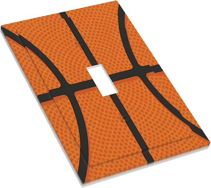 Vintage Basketball Texture 1-Gang Toggle Light Switch Plate, Sports Themed Decorative Wall Plate for Boy's Bedroom Decor