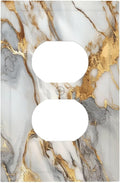 Outlet Covers White Gold Abstract Luxury Marble Patterns 1 Gang Duplex Light Switch Cover Plate Decorative Wall Plates Socket Cover Electrical Switchplate for Bathroom Home Decor