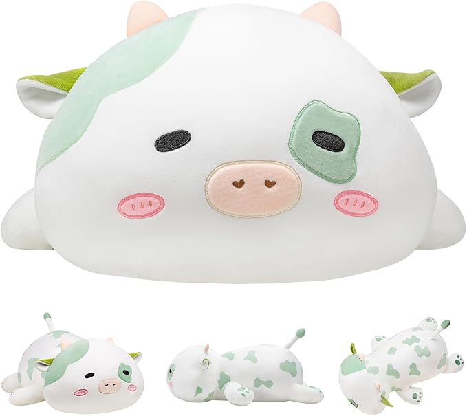 4LB Cute Weighted Stuffed Animals Plush,23 inch Weighted Spotted Cow Plush,Green Spotted Cow Weighted Pillow for Adults and Children