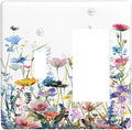 Watercolor Wildflowers Colorful Floral Plant Outlet Covers 1 Toggle 1 Rocker Combination Decorative Wall Plate Electrical Switch Plates Light Switch Cover Plate for Bedroom Living Room Decor