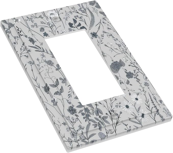Boho Wild Flowers Farm Floral 1 Gang Rocker Light Switch Plate Single Decora Outlet Wall Plate Cover Faceplate Decorative Switchcovers GFCI for Bathroom Home Living Room Bedroom Decorate