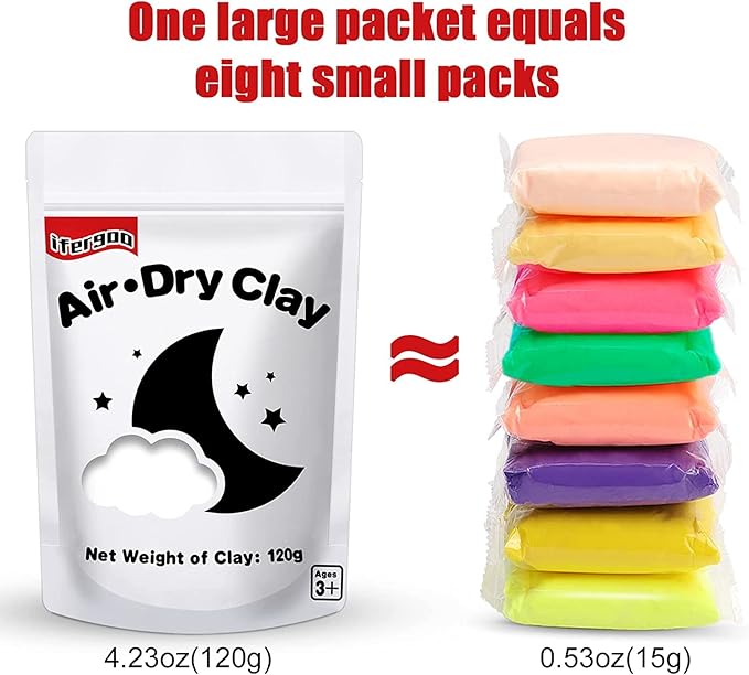 ifergoo White Air Dry Clay, Foam Magic Modeling Clay for School Art & Craft Project, Refill White Clay for Kids, Slime Supplies, Super Light & Soft, Non-Sticky, Non-Toxic, Age 3-12 Boys and Girls Gift