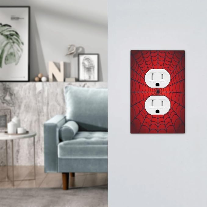 Red Spider Web Black Line Simplicity Outlet Covers 1 Gang Duplex Light Switch Cover Decorative Switch Plates Electrical Receptacle Faceplate Wall Plate For Kids Room Home Decor