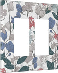 Decorative Outlet Covers Boho Green Leaf Floral Combination 2 Gang Wall Plate Double Rocker Decora Light Switch Cover Plate Jumbo Dual Electrical GFCI Switch Plate Cover for Kitchen Decor