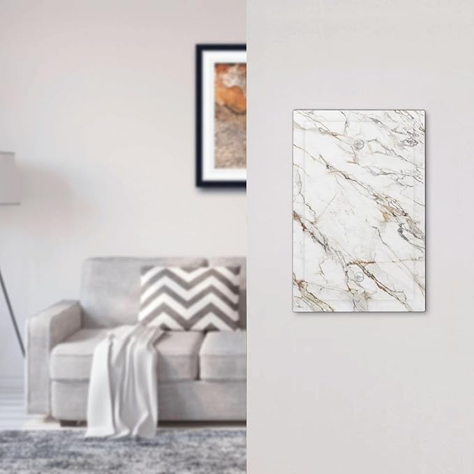 Light Switch Covers White Brown Marble Abstract Modern Luxury Decorative Switch Plates 1 Gang Blank No Device Outlet Covers Electrical WallPlates for Bathroom Kitchen Decor