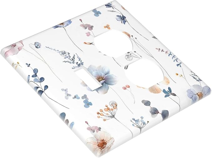 Wildflowers Plant Leaves Floral Berry Wallplates 1 Toggle 1 Duplex Switch Plate Electrical GFCI Faceplate Decorative Light Switch Covers for Bed Room Living Room Decor