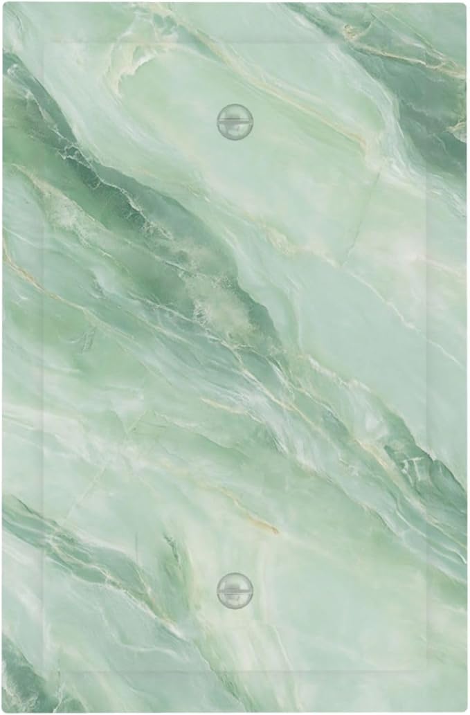 Light Switch Cover Plate Green Marble Pattern 1 Gang No Device Blank Wall Plate Decorative Switch Plate Covers Electrical Outlet Cover for Home Bedroom Decor