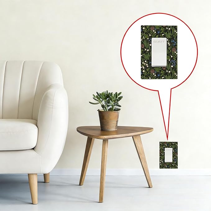 Mystical Forest Floor Single Rocker Switch Cover - 1-Gang Standard US Size Dark Botanical Fern & Berry Light Switch Covers, Cottagecore Woodland for Farmhouse Home Decor