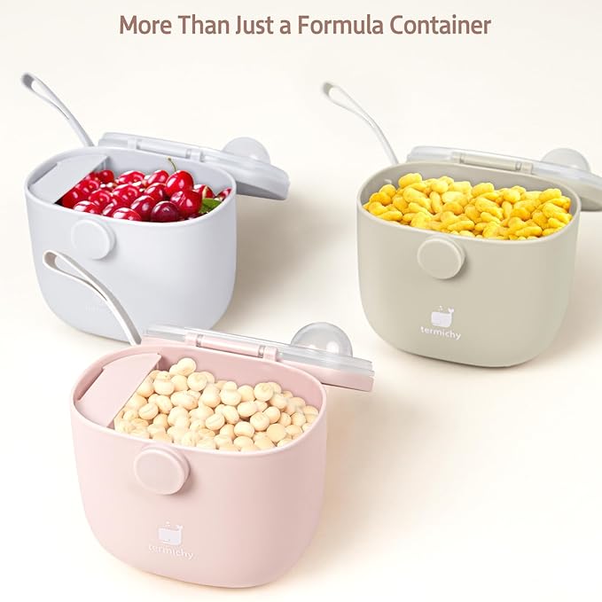 Termichy Baby Formula Dispenser, Portable Milk Powder Dispenser Container with Carry Handle and Scoop for Travel Outdoor Activities with Baby Infant, 8.8OZ, 0.55LB, 250g,500ml (Full Lightpink)