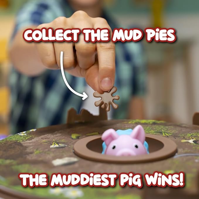 Pigs on Trampolines Board Games – Family Game, Kids Games, Multi-Player, Board Games for Family Night, Preschool Toys, The Muddiest Pig Wins The Game, Hand-Eye-Coordination Game, Ages 6+