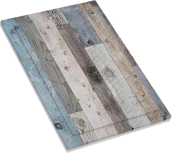 Decorative Blank Receptacle Outlet Covers Vintage Rustic Country Wood Aqua Teal Wood Blue Wooden Board Kitchen 1-Gang No Device Light Switch Mid Size Electrical Face Wall Plate Unused Outlets/Switches