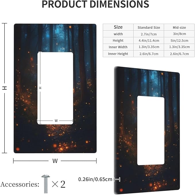 Decorative Art Light Switch Covers Enchanted Glowing Forest 1 Gang Rocker Wall Plate Switchplate Electrical Faceplate for Home Decor