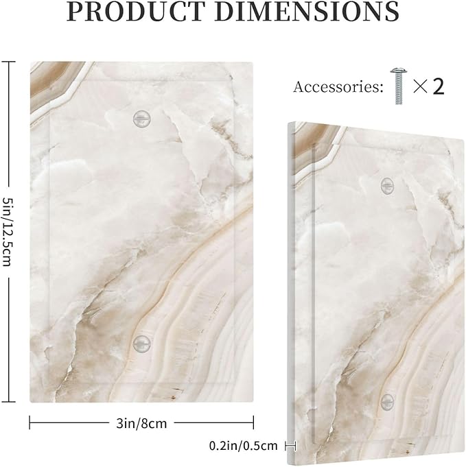 Light Switch Cover Plate Beige Marble Pattern 1 Gang No Device Blank Electrical Wall Plates Faceplate Decorative Switch Plate for living Room Bedroom Decor