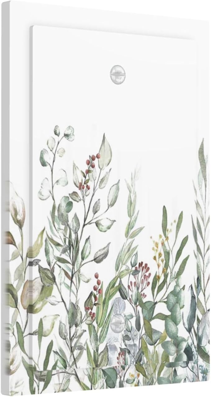 Wildflower Garden Rustic Green Leaf Floral Light Switch Cover Plate 1 Gang No Device Blank Electrical Wall Plates Faceplate Decorative Switch Plate for Bed Room Living Room Decor