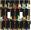 Modern Guitar Double Toggle Light Switch Cover Music Rock And Roll Guitar Musical 2 Gang Wall Plate Decorative Faceplate Electrical Switchplate Bathroom Bedroom