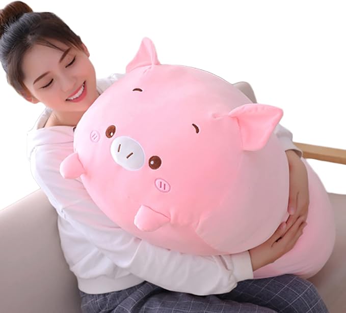 Pig Plush Pillow, Soft Pink Pig Stuffed Animal Body Pillow Toy Gifts for Bedding, Kids, 23.6"