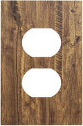 Rustic Brown Wood Distressed Wood Print Outlet Covers 1 Gang Duplex Light Switch Cover Decorative Switch Plates Electrical Receptacle Faceplate Wall Plate for Farmhouse Home Decor