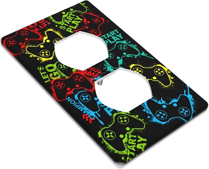 Video Game Outlet Covers Decorative Electrical Outlets Duplex Outlet 1-Gang Wall Plate Receptacle Wall Outlet Cover