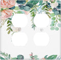 Green Eucalyptus Leaves Floral Watercolor Flower Outlet Covers 2 Gang Double Duplex Decorative Light Switch Covers Electrical Wallplates Socket Faceplate for Bed Room Living Room Decor
