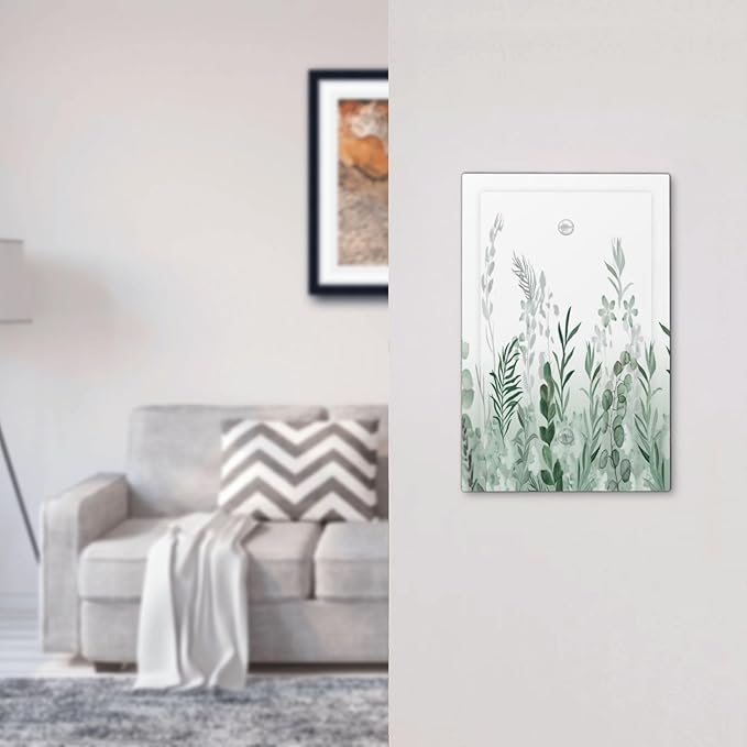 Watercolor Green Leaf Rustic Plant Eucalyptus Flowers Light Switch Cover Plate 1 Gang No Device Blank Electrical Wall Plates Faceplate Decorative Switch Plate for Bed Room Living Room Decor