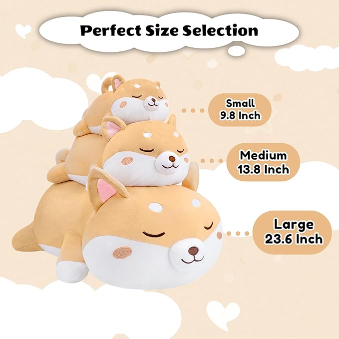 Finebee Weighted Shiba Inu Stuffed Animals, Cute Weighted Dog Plush, Soft Stuffed Weighted Shiba Inu Plushie Gifts for Kids & Adults(23.6" 3.1Lbs)