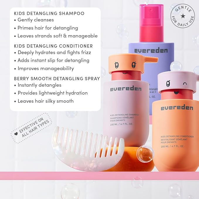 Evereden Kids Travel Set: Clean & Vegan 5-Piece Holiday Gift Set | Multi-Vitamin Skin Care Set for Toddlers with Detangling Spray, Face Wash, Cream, Shampoo, Conditioner | Travel Size Toiletries