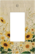 Decorative Light Switch Cover Plate with Vintage Botanical Sunflower Field Design 1 Gang Rocker Outlet Covers Single Decora Gfci Device Wall Plate for Nature Yellow Blooms Wall Decor