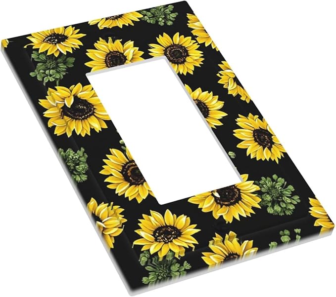 Decorative Outlet Covers Floral Sunflower Plants Flowers 1 Gang Single Rocker Light Switch Cover Plate Wall Plates Gfci Faceplate For Bed Room Farmhouse Decor