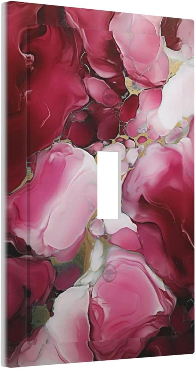 Decorative Light Switch Cover Plate Abstract Luxury Red Gold Marble Textures 1 Gang Wall Plate Oversized Single Toggle Wall Cover Plate Jumbo Electrical Switchplate Face Plate