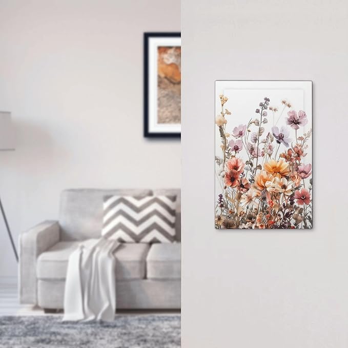 Boho Nursery Wildflower Flora Vintage Flower Light Switch Cover Plate 1 Gang No Device Blank Electrical Wall Plates Faceplate Decorative Switch Plate Covers for Bedroom Living Room Decor