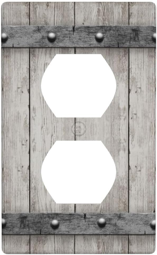Rustic Cabin Wooden Texture 1-Gang Duplex Wall Plate, Vintage Gray Wood Outlet Cover for Cabin, Lodge, Farmhouse & Bedroom