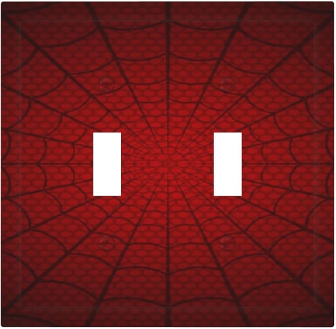 Outlet Covers Red Black Spider Web 1 Gang Duplex Light Switch Cover Plate Decorative Wall Plates Electrical Switchplate Receptacle for Kids Room Home Decor（2 Pack）