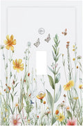Light Switch Cover Plate Rustic Colorful Floral Butterfly Watercolor Flowers 1 Gang Single Toggle Decorative Switch Plates Wall Plates Electrical Faceplate Socket Covers for Bathroom Bedroom