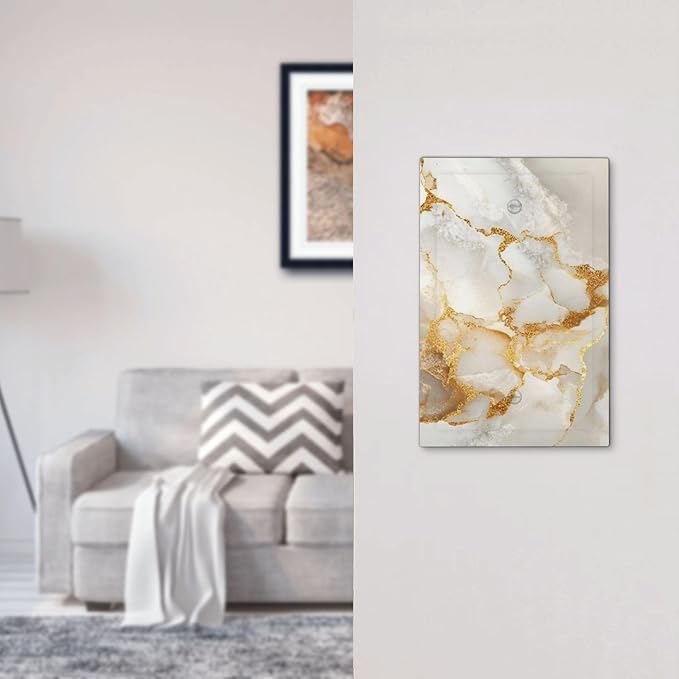 Gold Marble Crack Simple Abstract Print Light Switch Cover Plate 1 Gang No Device Blank Electrical Wall Plates Faceplate Decorative Switch Plate for Bathroom Kitchen Home Decor
