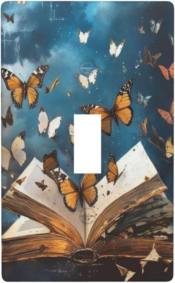 Decorative Art Light Switch Covers Butterflies from the Book Single Toggle Wall Plate Decorative Switchcover Electrical Switchplate for Home Decor
