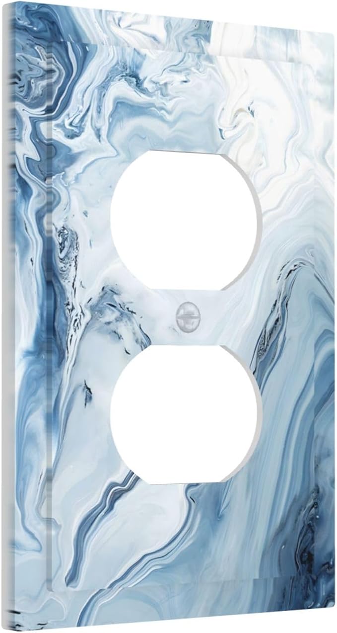 Blue Marble Abstract Ombre Chic Luxury Print Outlet Covers 1 Gang Duplex Light Switch Cover Decorative Switch Plates Electrical Receptacle Faceplate Wall Plate for Bathroom Living Room Decor