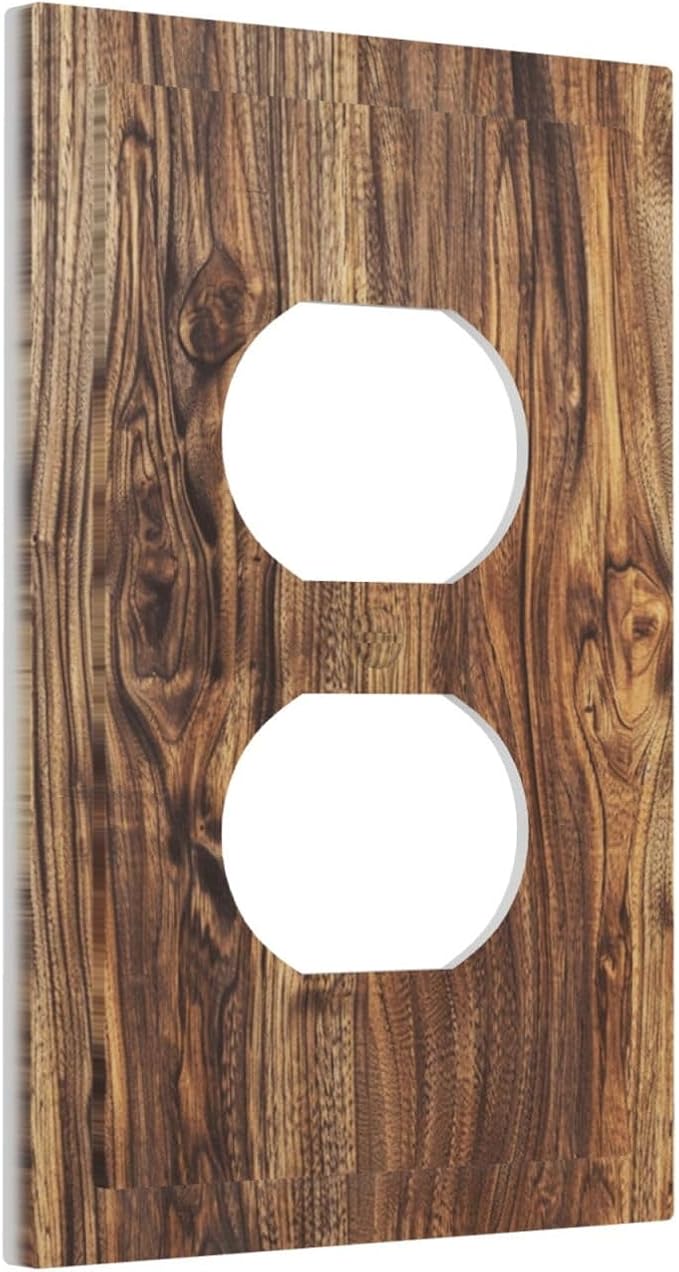 Distressed Wood Brown Wood Texture Outlet Covers 1 Gang Duplex Light Switch Cover Decorative Switch Plates Electrical Receptacle Faceplate Wall Plate for Farmhouse Home Decor