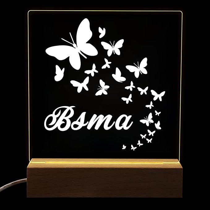 Personalized Butterfly Night Lights Lamp, Night Light Kids, Custom Names Acrylic Night Light, Children's Night Light, Bedroom Decor, Personalized Kid's Night Light