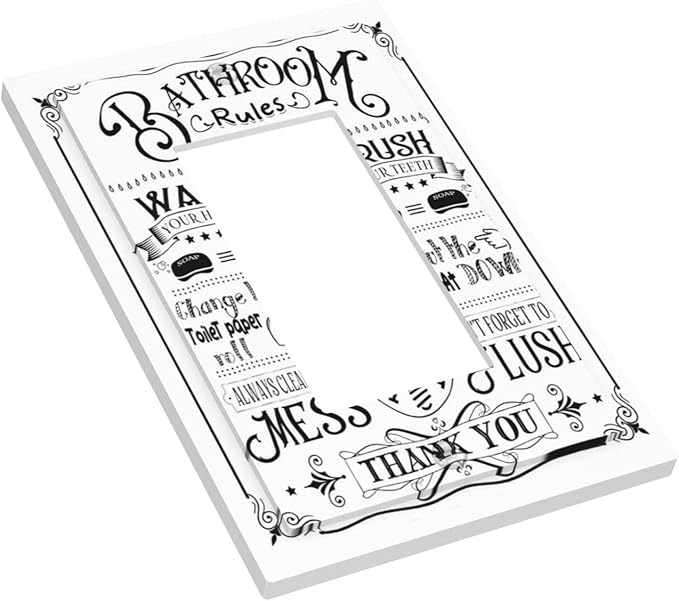 Inspirational Fun Bathtub Home Bathroom Bath Rules Inspirational Quotes Words Sign 1 Gang Electrical Single Decorator/GFCI Device Wall Plate Decorative Electric Rocker Light Switch Outlet Cover Dimmer
