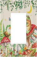 Decorative Outlet Covers Boho Mushrooms Frogs Butterflies Flowers Moon Stars 1 Gang Single Rocker Light Switch Cover Plate Wall Plates GFCI Faceplate for Kids room Bedroom Decor