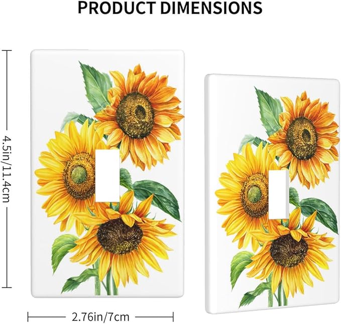 Watercolor Sunflower 1-Gang Toggle Light Switch Plate, Sunflower Bouquet Wall Plate for Bedroom, Bathroom, Kitchen & Sunroom