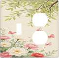 Wallplates Garden Flowers Green Leaves And Butterflies 1 Toggle 1 Duplex Switch Plate Electrical GFCI Faceplate Decorative Light Switch Covers for Bedroom Cabin Decor